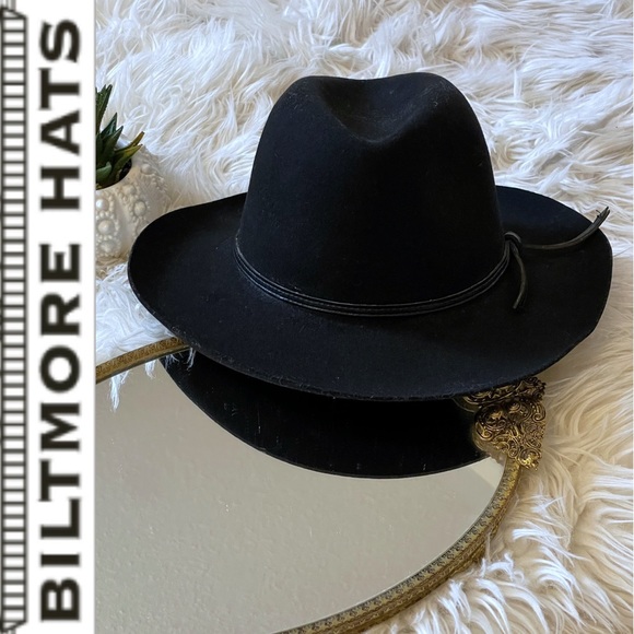 Vintage BILTMORE 🇨🇦 Black Soft Felt Classic Fedora Hat, Small - Picture 5 of 16
